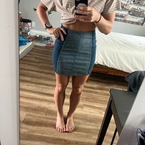 Two-tone blue mini pencil Skirt